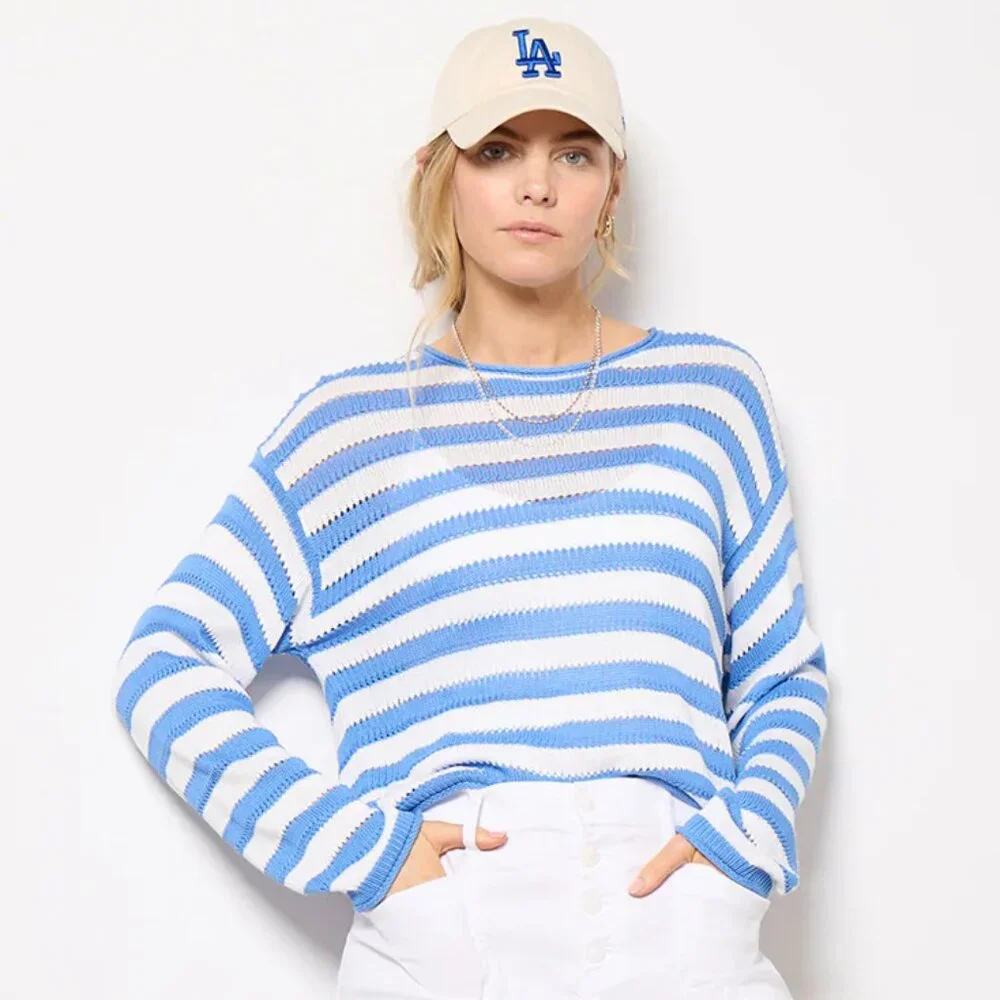 NEW Prado Blue & White Stripe Sweater by Z Supply - Size Small - Picture 3 of 8